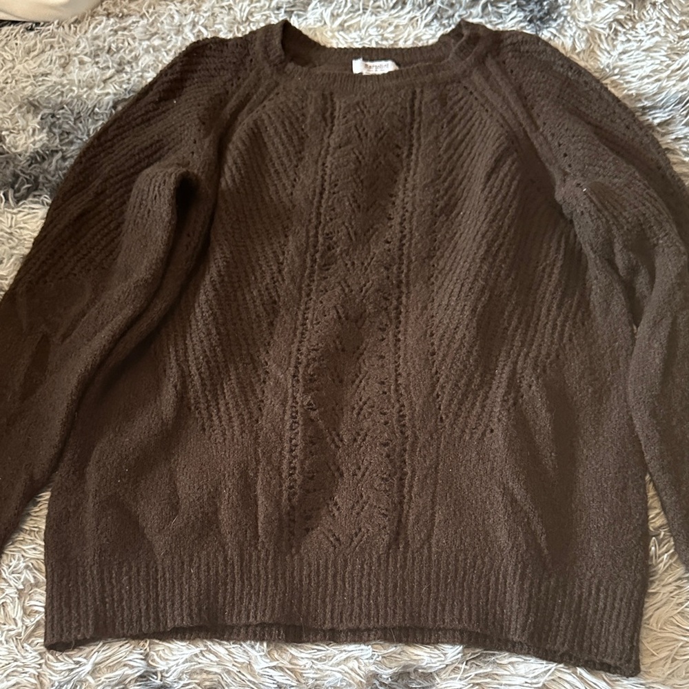 J—Elegant Chocolate Brown Knit Sweater